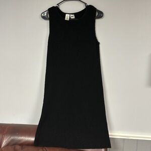DKNY Classic sleeveless nubby knit wool blend sweater dress black, S
